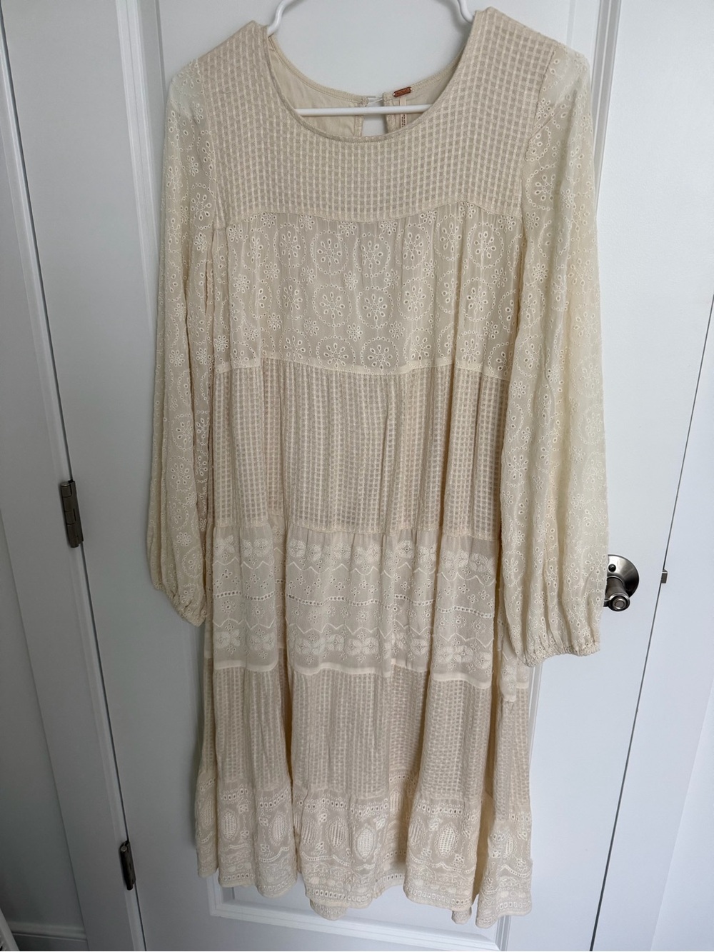 Free People Cream Lace Tiered Tunic Dress